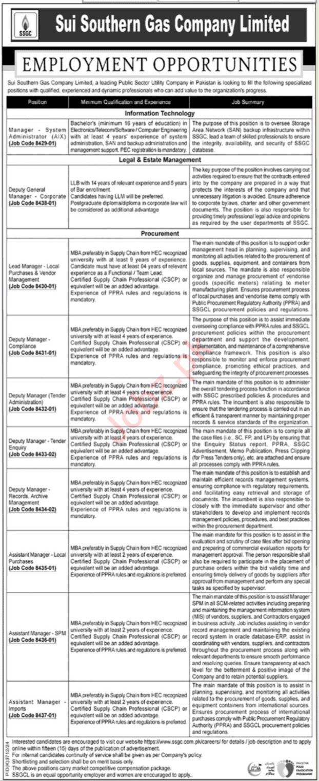 Current Job Openings at SSGC (June 2025)
