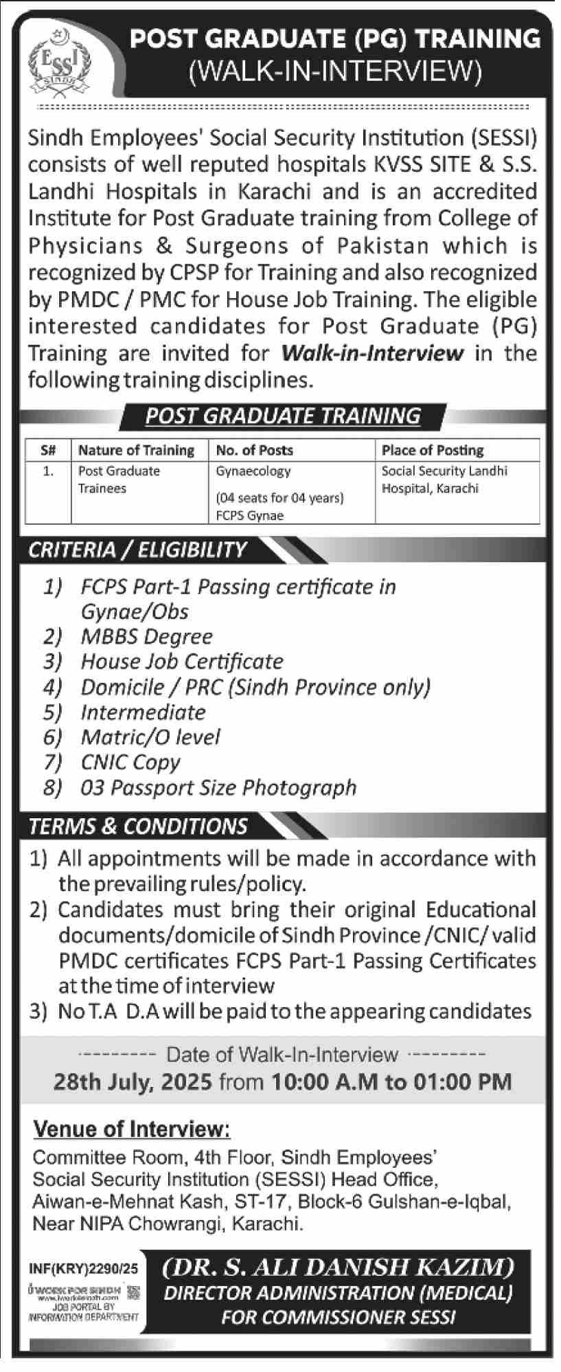 Latest Sindh Employees Social Security Institution (SESSI) Jobs 2025