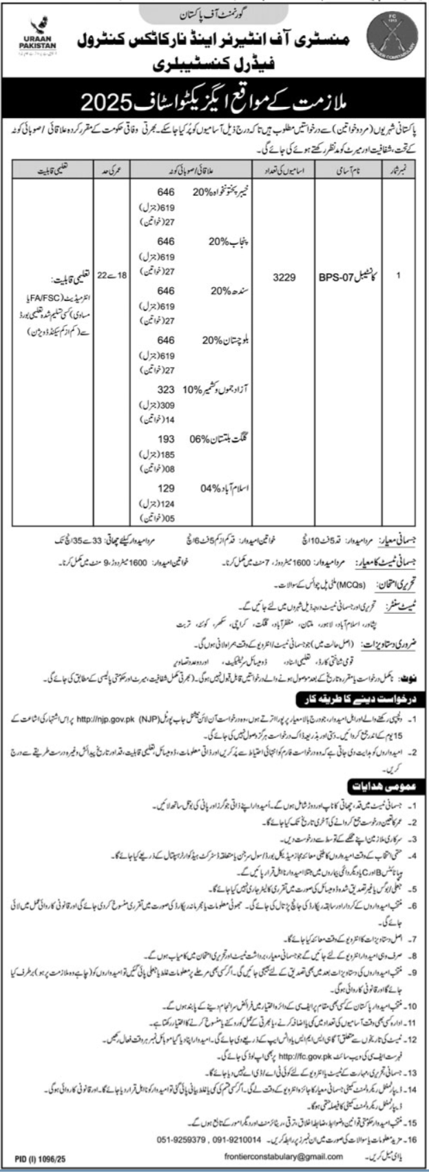 Ministry of Interior & Narcotics Control Job Notice 2025